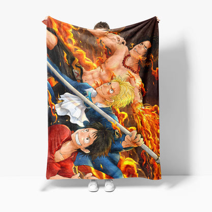 Sherpa Fleece Blankets with ONE PIECE Anime Print